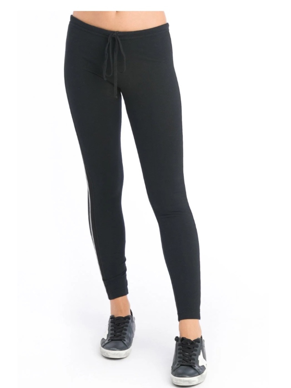HARD TAIL Forever Small VINTAGE SIDE STRIPE DRAWSTRING LEGGING Black